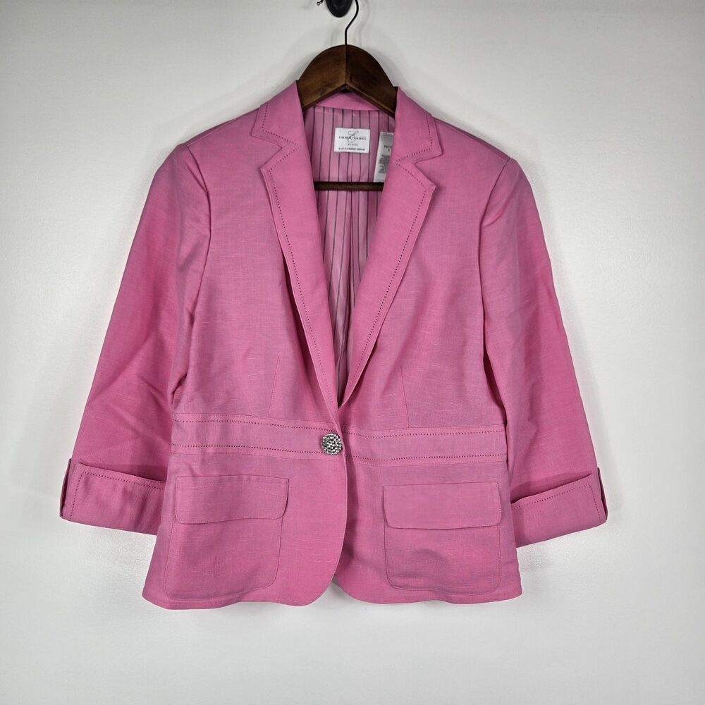 Emma James Petite Women's Size 6P Pink Crop Blazer Jacket‎